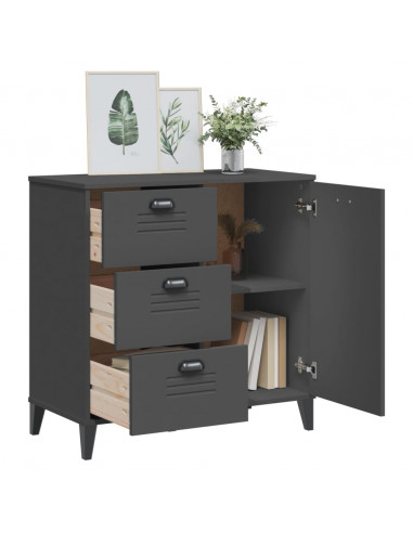 Credenza VIKEN Grigio Antracite 80x40x80 cm Legno Massello Pino