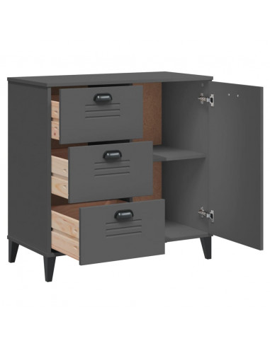 Credenza VIKEN Grigio Antracite 80x40x80 cm Legno Massello Pino