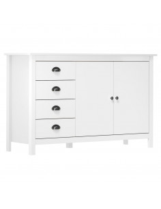 Credenza Hill Bianca 130x40x80 cm in Legno Massello di Pino 2