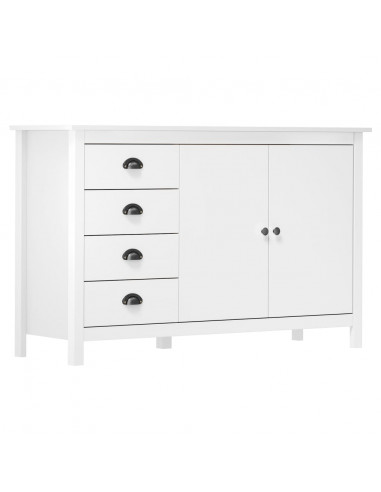 Credenza Hill Bianca 130x40x80 cm in Legno Massello di Pino