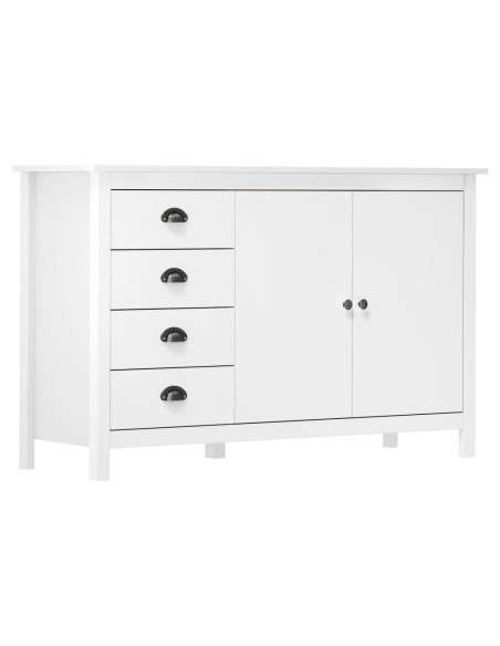 Credenza Hill Bianca 130x40x80 cm in Legno Massello di Pino