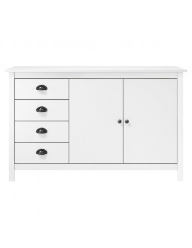 Credenza Hill Bianca 130x40x80 cm in Legno Massello di Pino