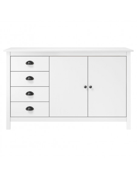 Credenza Hill Bianca 130x40x80 cm in Legno Massello di Pino