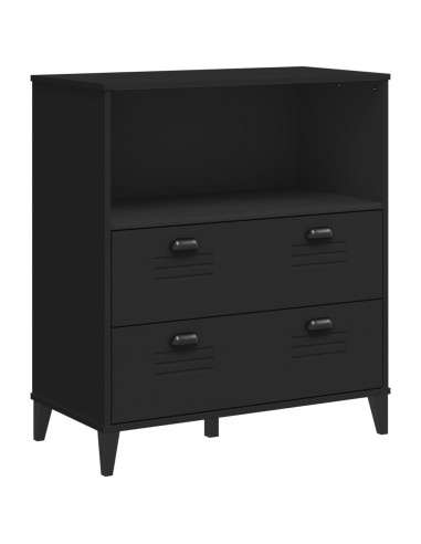 Credenza VIKEN Nera 80x40x200 cm in Legno Massello di Pino