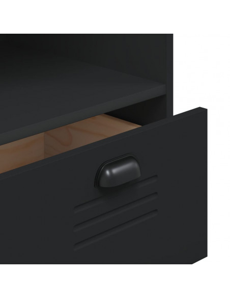 Credenza VIKEN Nera 80x40x200 cm in Legno Massello di Pino