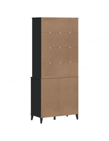 Credenza VIKEN Nera 80x40x190 cm in Legno Massello di Pino