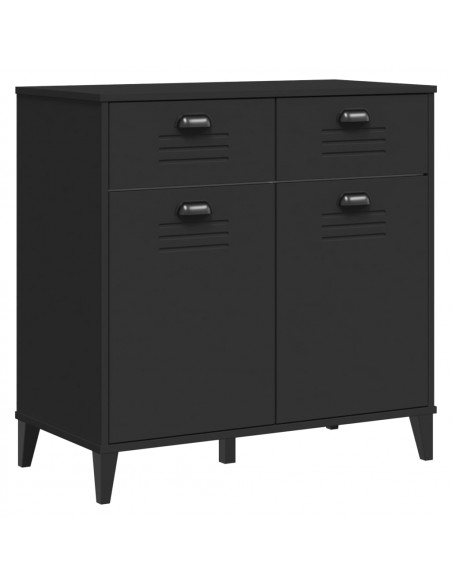 Credenza VIKEN Nera 80x40x190 cm in Legno Massello di Pino