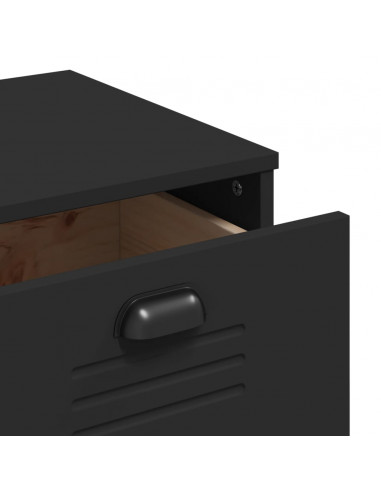 Credenza VIKEN Nera 80x40x190 cm in Legno Massello di Pino