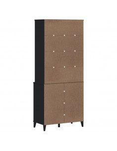Credenza VIKEN Nera 80x40x190 cm in Legno Massello di Pino 2