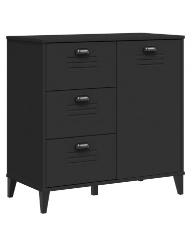 Credenza VIKEN Nera 80x40x190 cm in Legno Massello di Pino