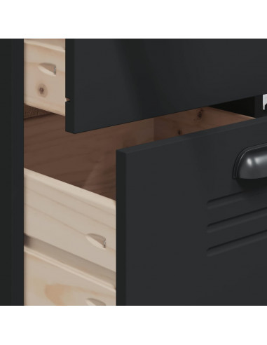 Credenza VIKEN Nera 80x40x190 cm in Legno Massello di Pino