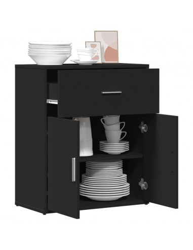 Credenza Nero 60x31x70 cm in Legno Multistrato