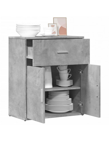 Credenza Grigio Cemento 60x31x70 cm in Legno Multistrato