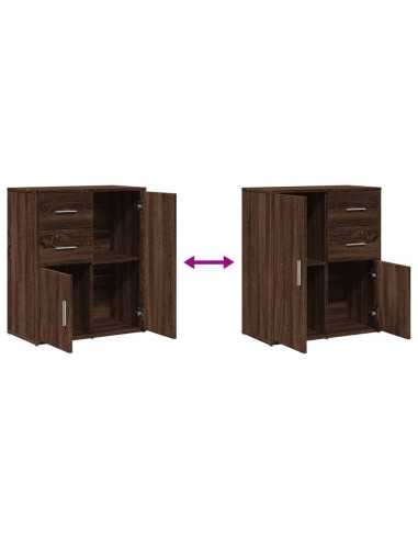 Credenza Rovere Marrone 60x31x70 cm in Legno Multistrato