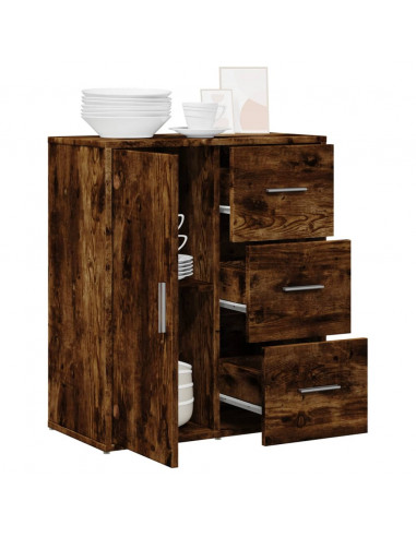 Credenza Rovere Fumo 60x31x70 cm in Legno Multistrato