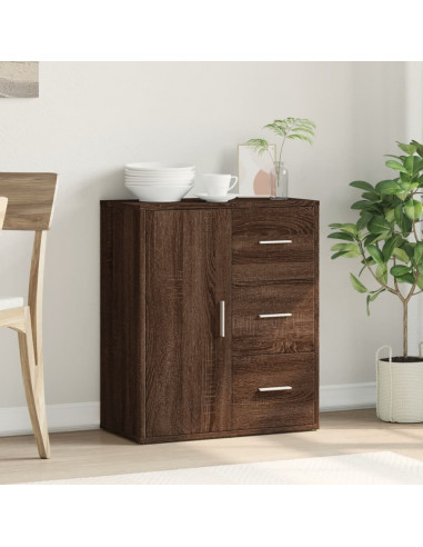 Credenza Rovere Marrone 60x31x70 cm in Legno Multistrato