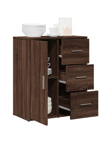 Credenza Rovere Marrone 60x31x70 cm in Legno Multistrato