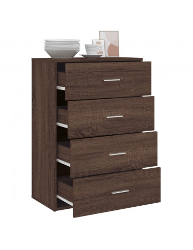 Credenza Rovere Marrone 60x31x84 cm in Legno Multistrato