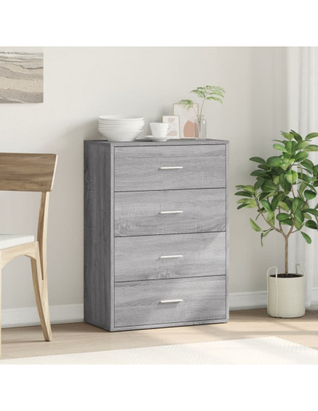 Credenza Grigio Sonoma 60x31x84 cm in Legno Multistrato