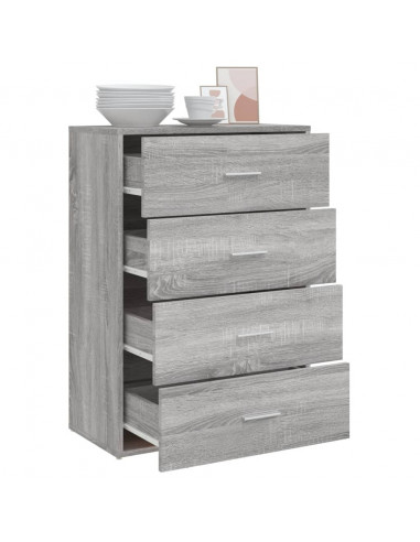 Credenza Grigio Sonoma 60x31x84 cm in Legno Multistrato