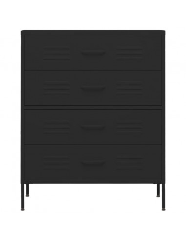 Cassettiera Nera 80x35x101,5 cm in Acciaio