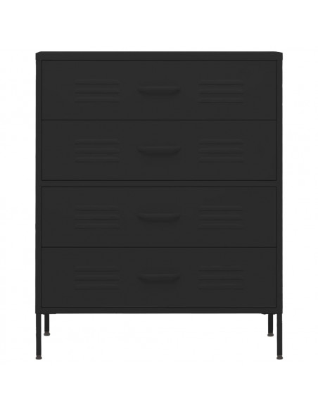 Cassettiera Nera 80x35x101,5 cm in Acciaio