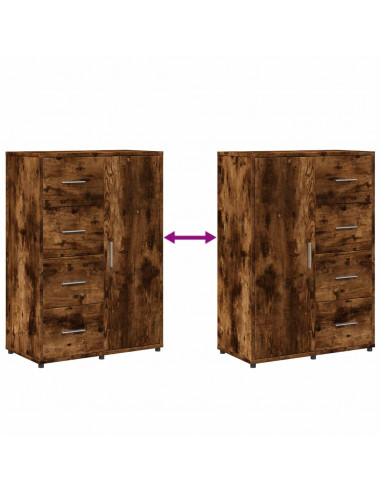 Credenza Rovere Fumo 60x31x84 cm in Legno Multistrato