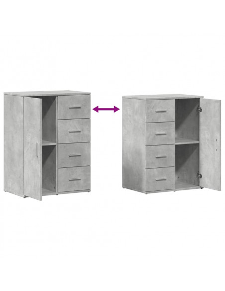 Credenza Grigio Cemento 59x39x80 cm in Legno Multistrato