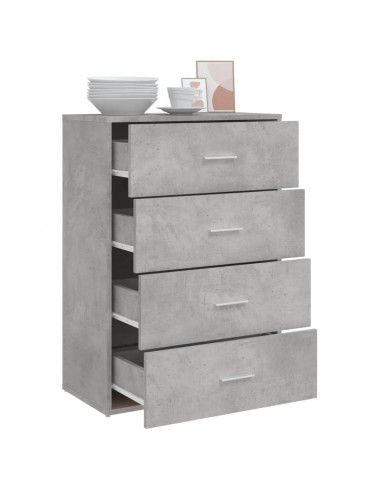 Credenza Grigio Cemento 60x31x84 cm in Legno Multistrato