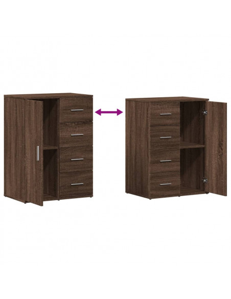 Credenza Rovere Marrone 59x39x80 cm in Legno Multistrato