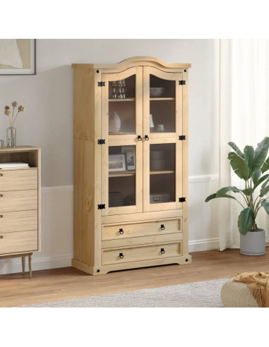 Vetrina Corona 99x43x187 cm in Legno Massello di Pino