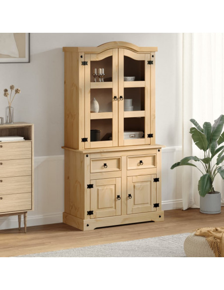 Vetrina Corona 100x48,5x179 cm in Legno Massello di Pino