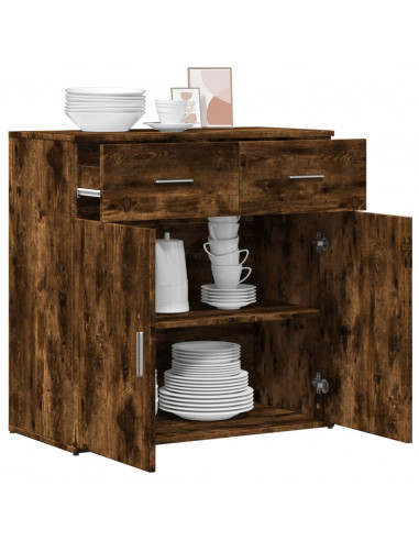 Credenza Rovere Fumo 79x38x80 cm in Legno Multistrato