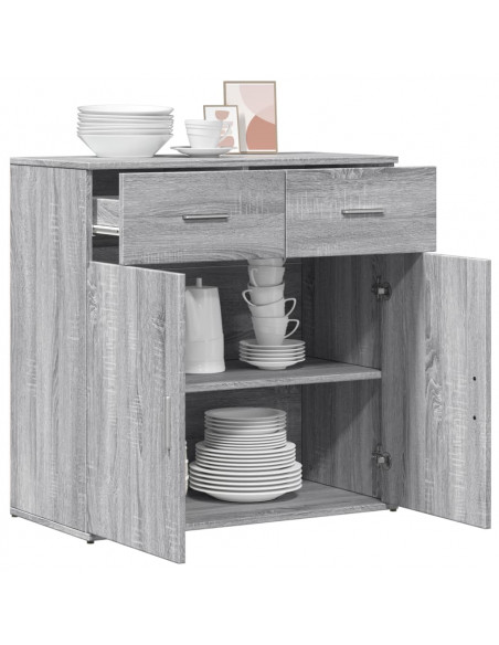 Credenza Grigio Sonoma 79x38x80 cm in Legno Multistrato
