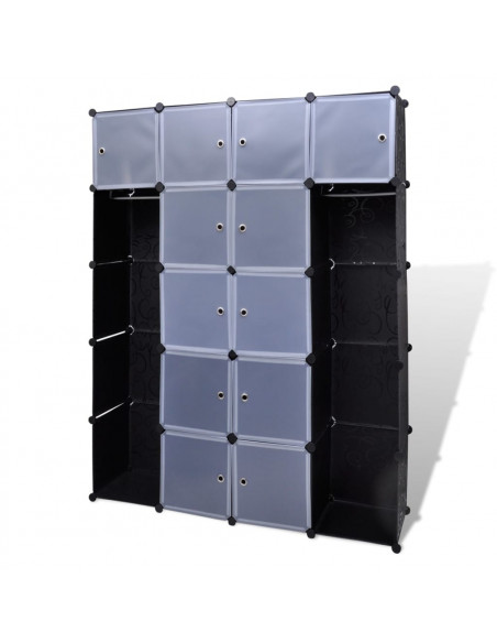 Armadietto Modulare 14 Scomparti Nero e Bianco 37x146x180,5 cm