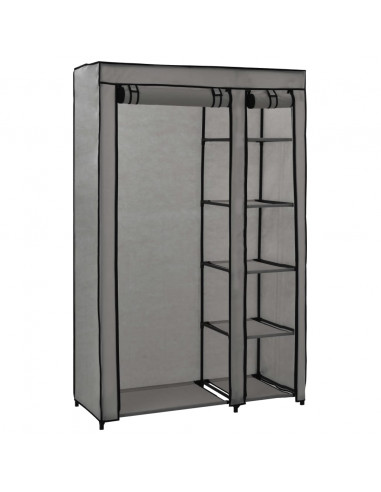 Armadio Pieghevole Grigio 110x45x175 cm in Tessuto