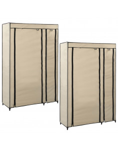 Armadi Pieghevoli 2 pz Crema 110x45x175 cm in Tessuto 2