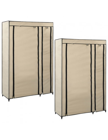 Armadi Pieghevoli 2 pz Crema 110x45x175 cm in Tessuto