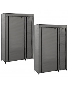 Armadi Pieghevoli 2 pz Grigi 110x45x175 cm in Tessuto 2