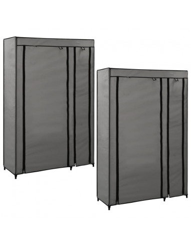 Armadi Pieghevoli 2 pz Grigi 110x45x175 cm in Tessuto