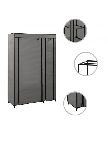 Armadi Pieghevoli 2 pz Grigi 110x45x175 cm in Tessuto