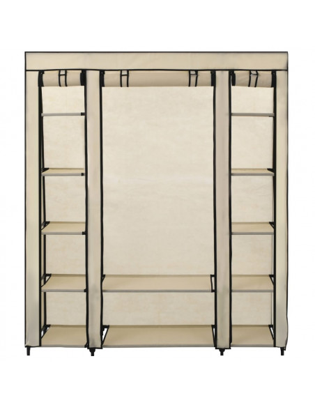 Armadio con Scomparti e Aste Crema 150x45x176 cm in Tessuto