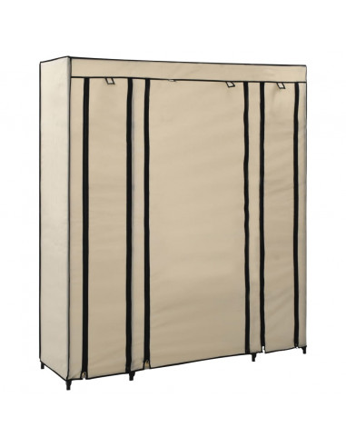 Armadio con Scomparti e Aste Crema 150x45x176 cm in Tessuto