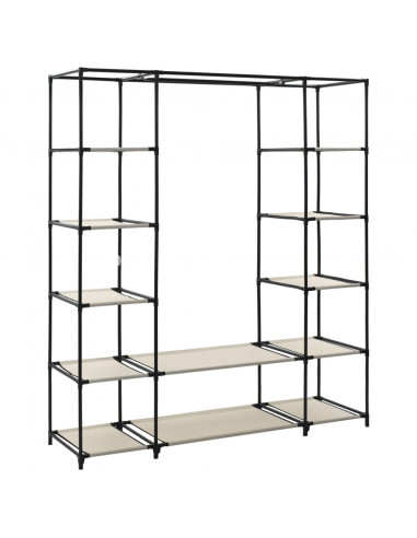 Armadio con Scomparti e Aste Crema 150x45x176 cm in Tessuto