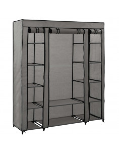 Armadio con Scomparti e Aste Grigio 150x45x176 cm in Tessuto 2