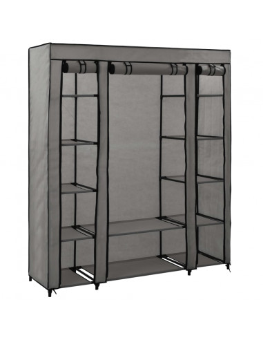 Armadio con Scomparti e Aste Grigio 150x45x176 cm in Tessuto