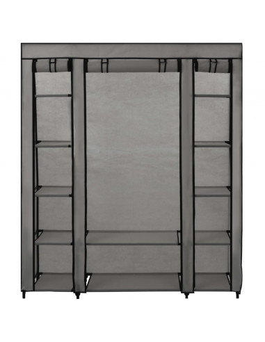 Armadio con Scomparti e Aste Grigio 150x45x176 cm in Tessuto