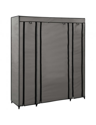 Armadio con Scomparti e Aste Grigio 150x45x176 cm in Tessuto