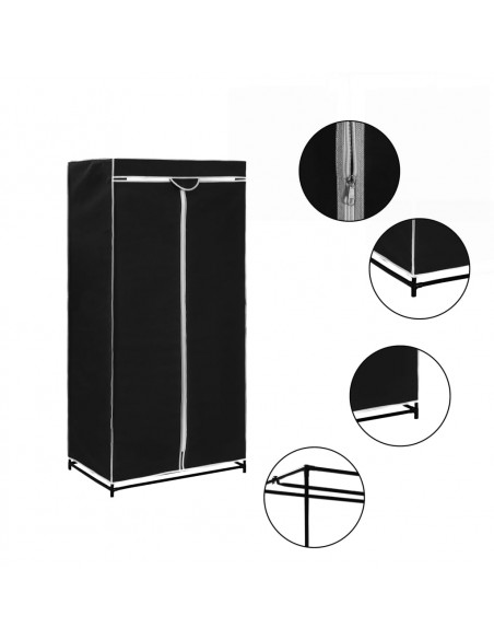 Armadio 2 pz Nero 75x50x160 cm