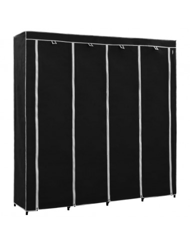 Guardaroba con 4 Scomparti Nero 175x45x170 cm